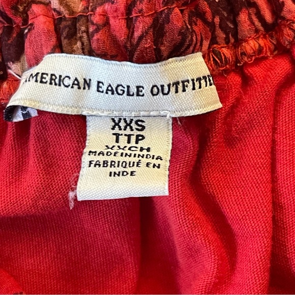 American Eagle Outfitters Red Floral Off Shoulder Roper (XXS) - Picture 10 of 12
